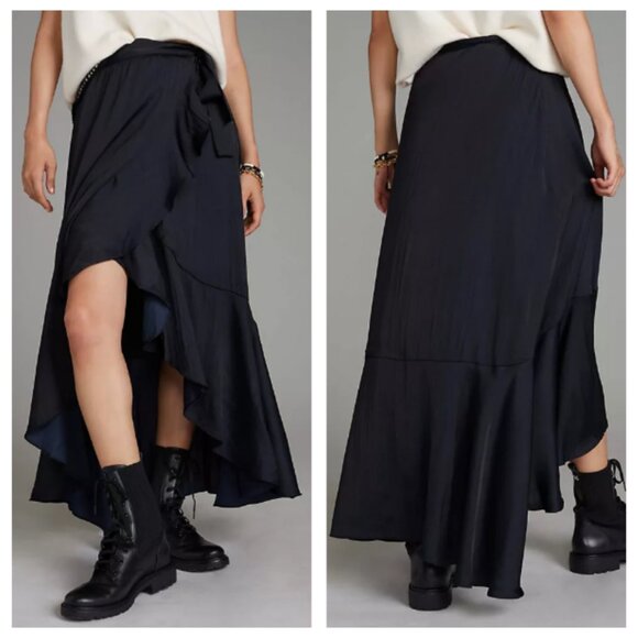 Maeve by Anthropologie Ruffle High-Low Wrap Midi Skirt - NWT - Medium - Picture 1 of 9